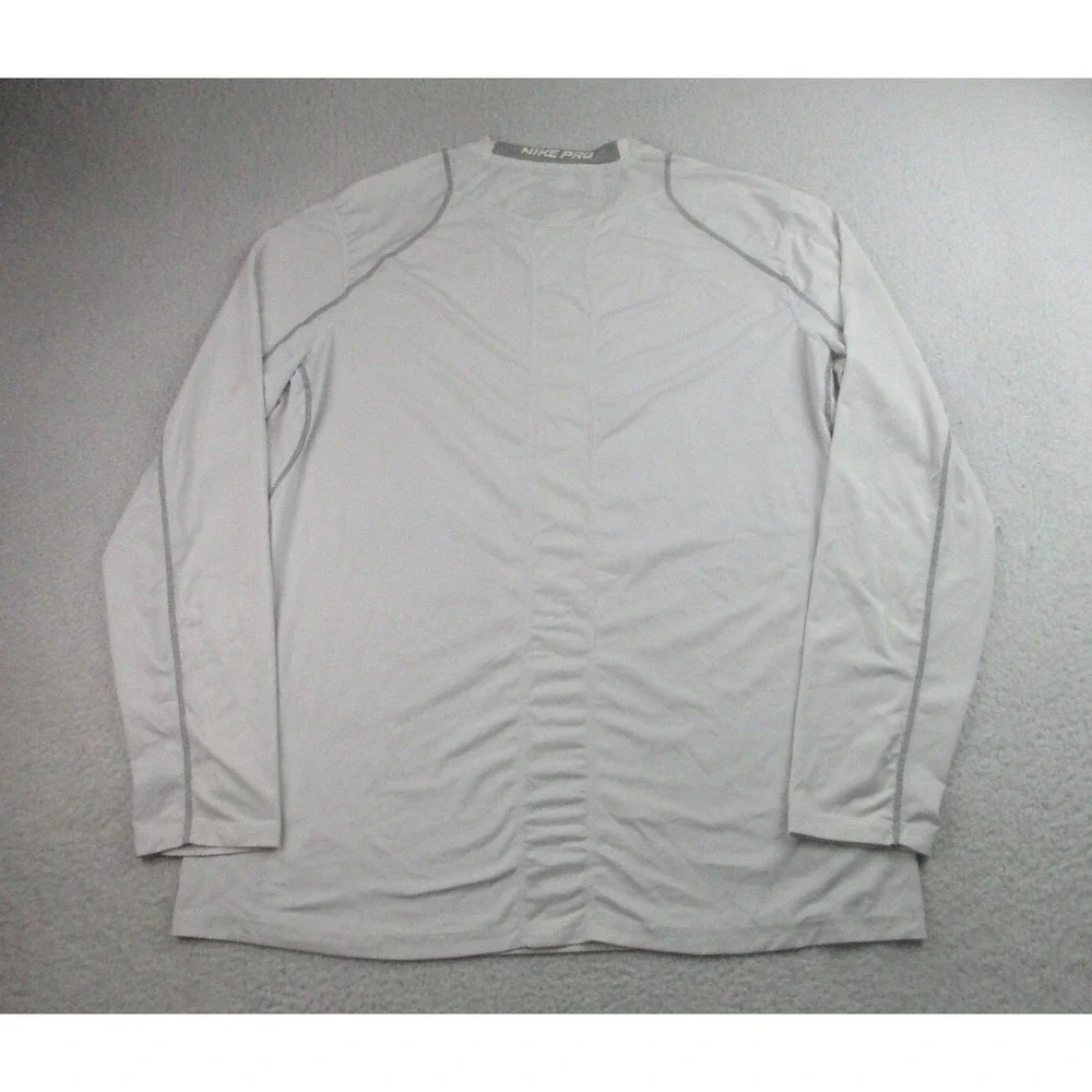 Nike Pro Shirt Mens XL Fitted White Long Sleeve Dri-Fit Training Gym Performance